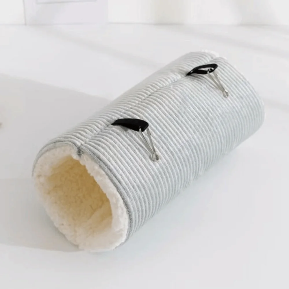 Cute Plush Guinea Pig Tunnel Striped Print Thickened Warm Bird House Warm Nest Plush Lining Hamster Cage House Cage Accessories