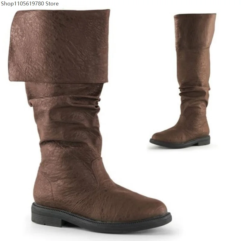 Medieval Knight Prince Cosplay Gothic Punk Leather 2026 Boots for Men Vintage Elf Shoes for Halloween Carnival Stage Party Props