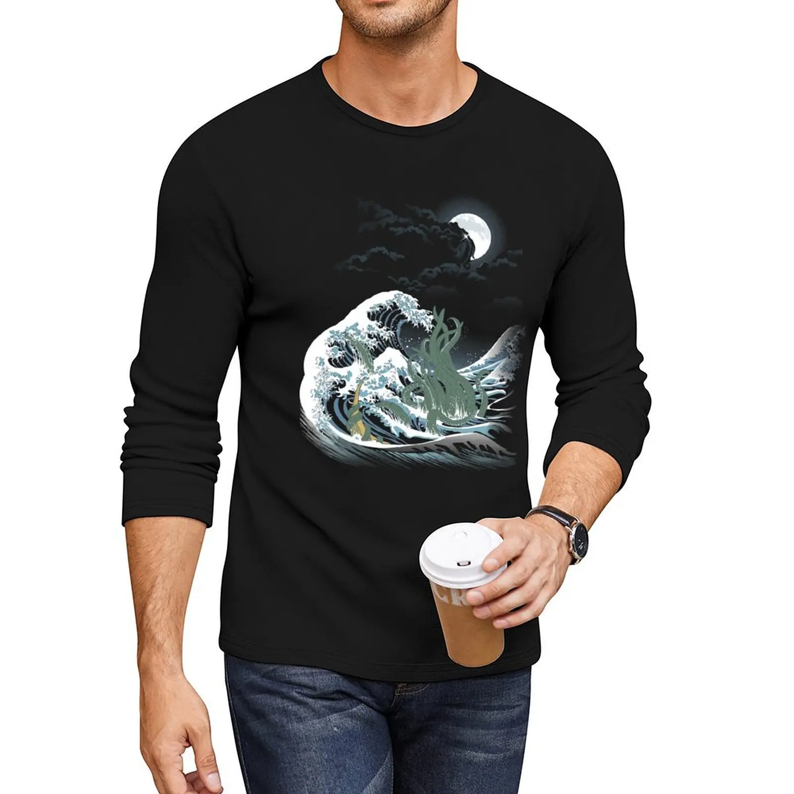 The Wave Off R'lyeh Long T-Shirt Oversized t-shirt vintage t shirt kawaii clothes men clothes