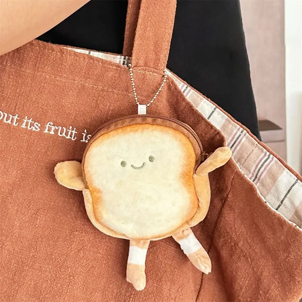 Nouveau Dessin animé Toast porte-monnaie Portable léger pièce de monnaie clé sac pain Mini sac de maquillage rouge à lèvres