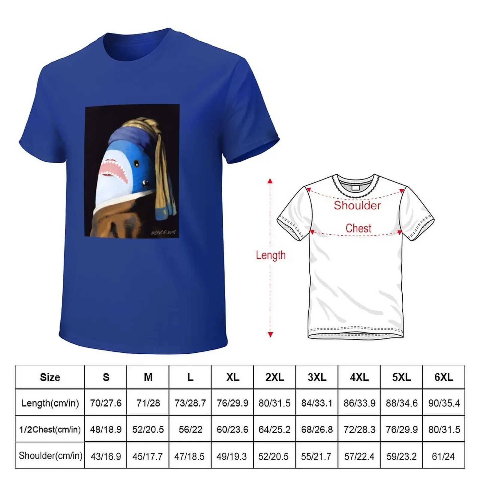 The Blahaj with a Pearl Earring T-shirt aesthetic clothes anime designer t shirt men