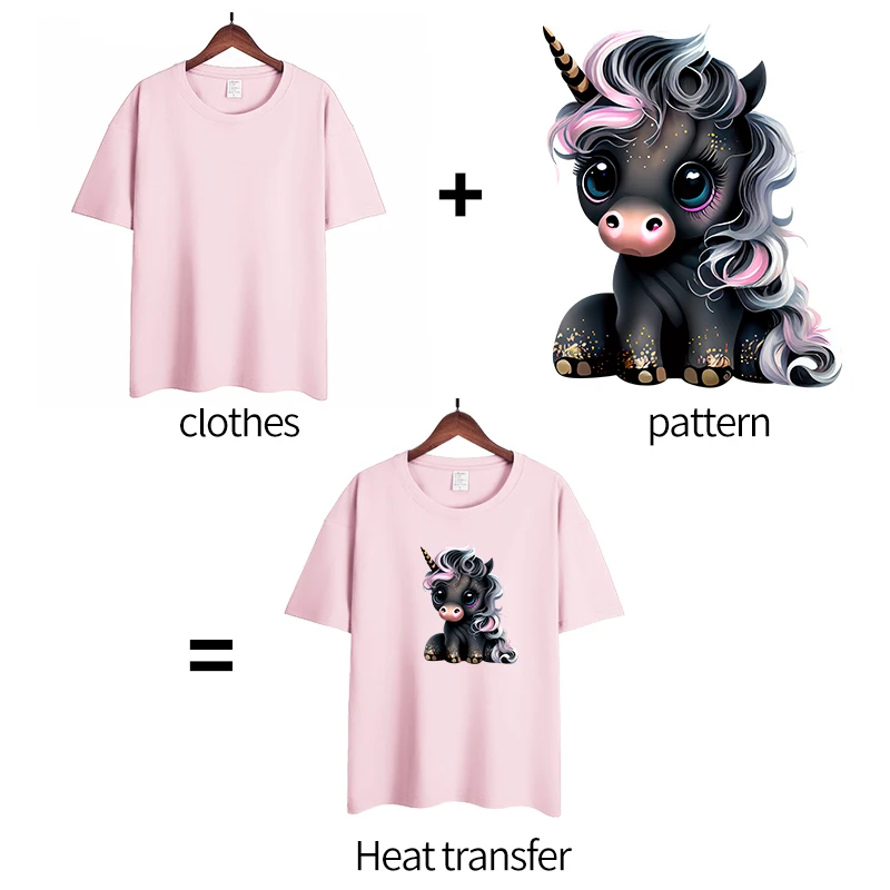 Rainbow Unicorn Thermal Patches For Clothes DIY Animal Iron On Transfer For Clothing Heat Transfer Cartoon Stickers On Clothes