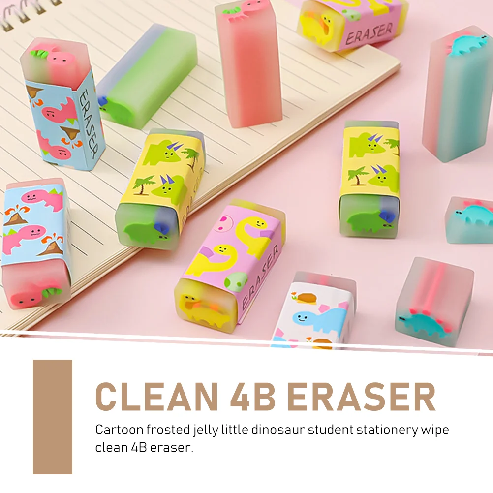 12 Pcs Portable Students Erasers Dinosaur Kids Children Prize Gifts PVC Office