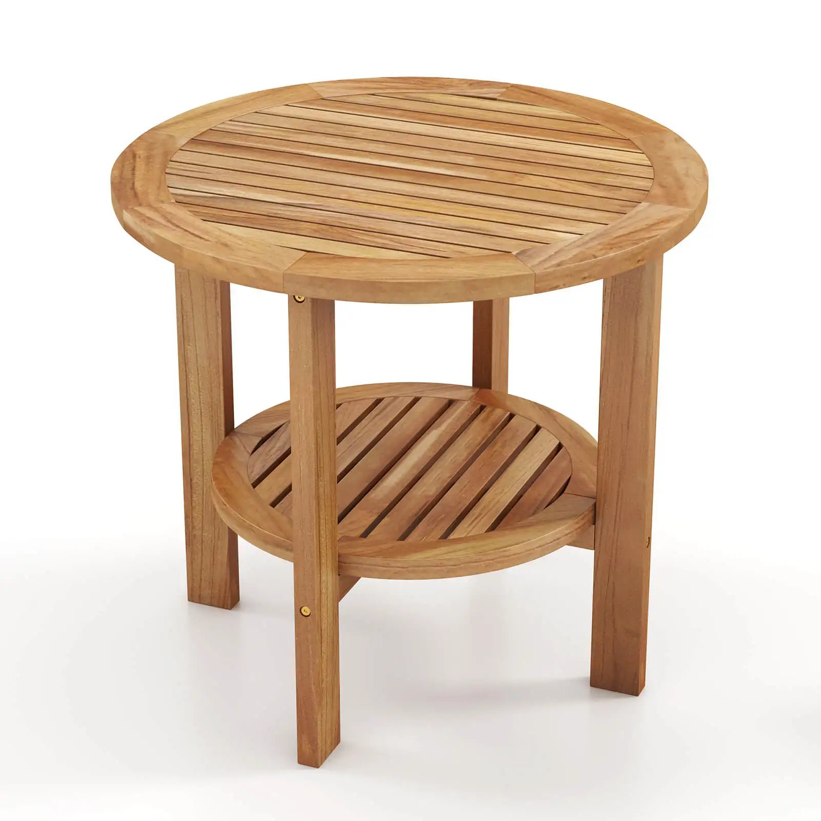 Teak Wood 2-Tier Side Table 19.5