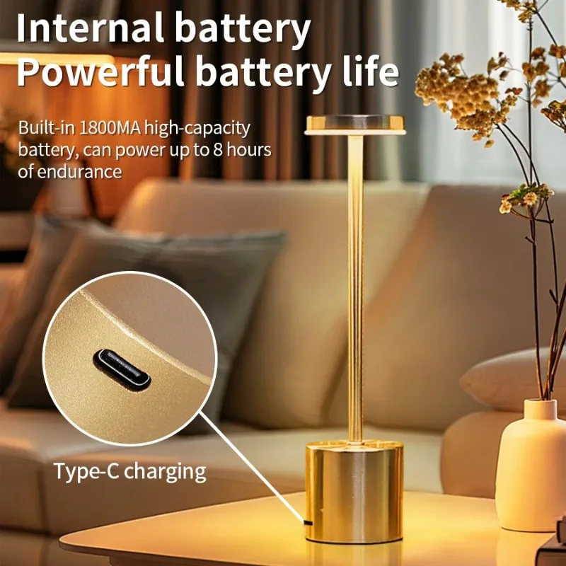 مصباح مكتبي كلاسيكي يعمل باللمس بشحن USB ليلاً، قضيب بجانب السرير بثلاثة ألوان، جو ديكور الفندق مليء بالجواء