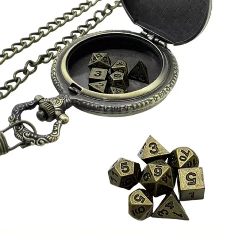 7 teile/satz Metall Mini Würfel 6mm Archäized Brettspiel Würfel Set Polyedrische Tisch Spiel Würfel Rollenspiel Würfel kit Rituale Party Spielzeug