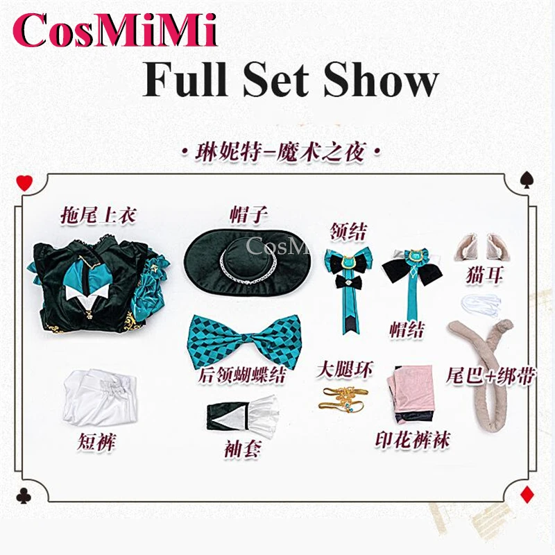 CosMi Lynette-Disfraz Genshin Impact, noche mágica, dulce y elegante, conjunto completo, ropa de juego de rol para fiesta de Carnaval, S-XL