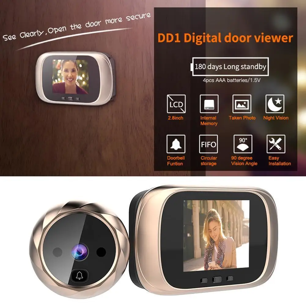Peephole Viewer Video Night Vision 2.8 inch Digital Doorbell Night Vision Door Peephole Camera Viewer Door Bell