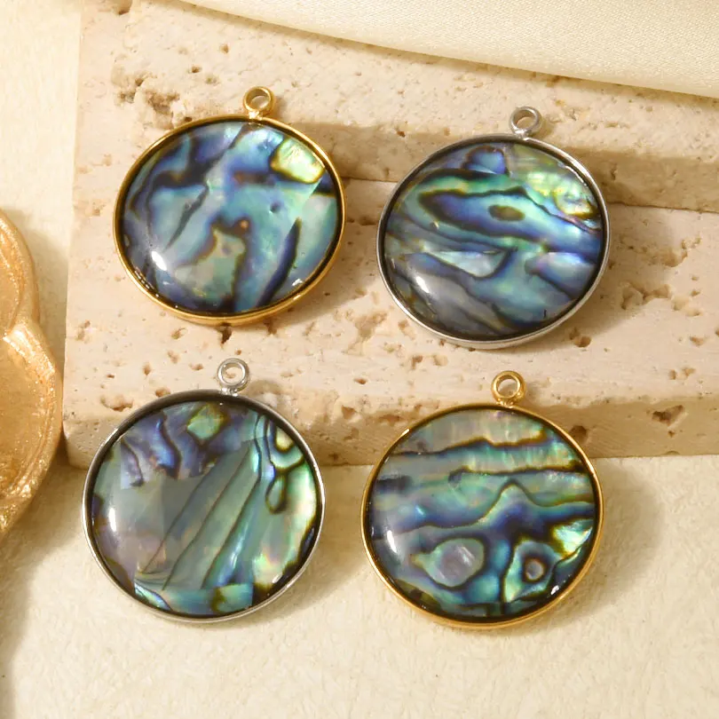 10pcs New Irregular Geometry Natural Abalone Shell Pendant Gold Color Stainless Steel Charms For Women Men Diy Jewelry Making
