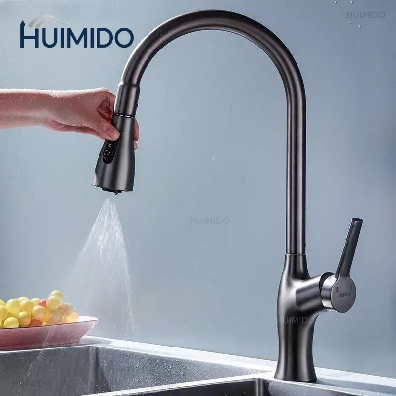 Kitchen Faucets Pull Out Mixer Taps Hot Cold Water Accessories Deck Mounted Stream Sprayer Cooking iron for the kitchen
