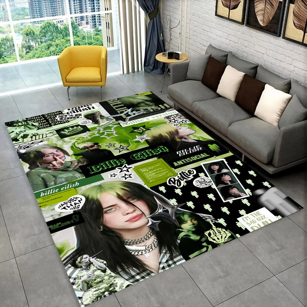 Afbeelding 7: Mode Billie Eilish Zangeres Ster Tapijt voor Speelkamer Slaapkamer Woonkamer Bank Woondecoratie, kinderoppervlak Tapijt Antislip Vloermat