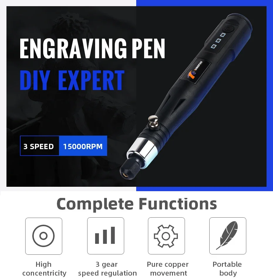 Mini Drill Electric Engraving Pen Grinding Milling Polishing Tools Wood Carving Tools Micro Rotary Tools for Jewelry Metal Glass