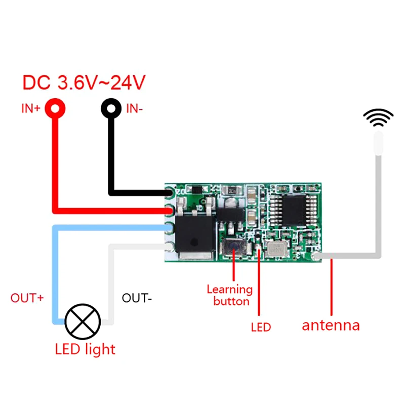 1pc Universal DIY 433 Mhz 1CH RF Receiver Wireless Remote Control Switch Micro Module LED Light Controller DC 3.6V-24V