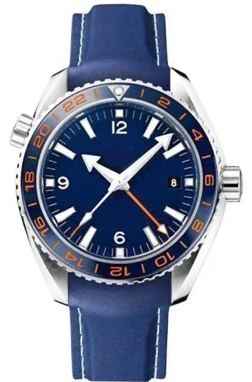 Luxury New Mens Automatic Mechanical Watch Independent GMT Blue Ceramic Relogio Masculino