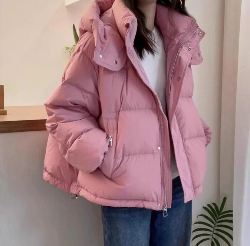 2025 New Winter Jacket Women Puffer Warm Parkas Female Long Sleeve Casual Cotton Padded Jacket Hooded Snow Wear Coat Outwear