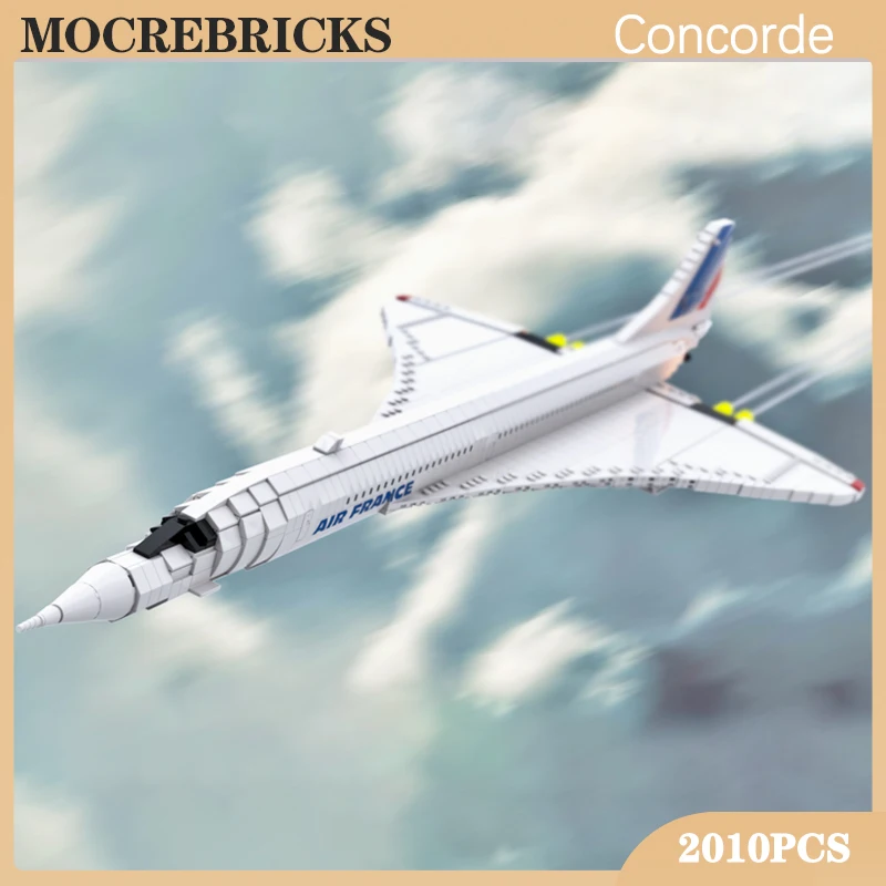 WW2 Military Expert British Concorde Building Block Model MOC Supersonic Airliner Technology Plane Bricks Toys Boy Xmas Gift Kit