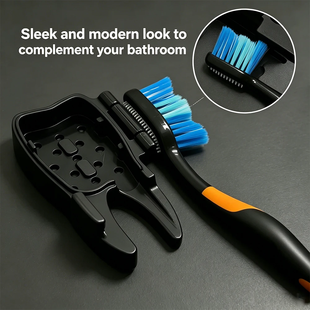 Tooth Shape Ventilated Toothbrush Head Cover, Flip Dust Resistant Toothbrush Protector Cap, Portable Hygienic Toothbrush Holder