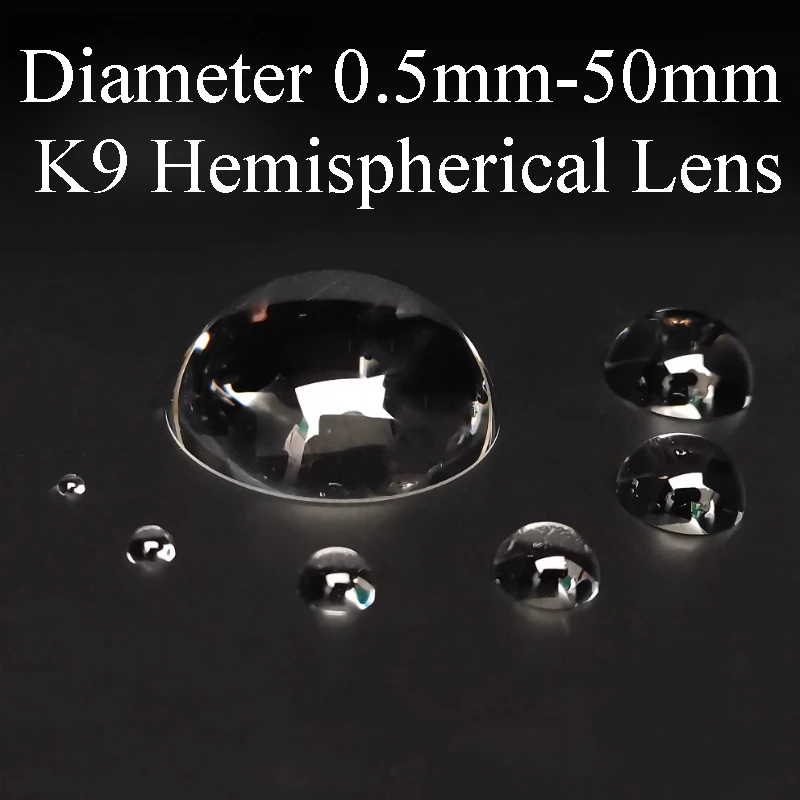 1PC 0.5mm-50mm Mini Optical K9 Glass Hemisphere Plano Convex LED Condensing Lens DIY Telescop Objective Glass Half Sphere