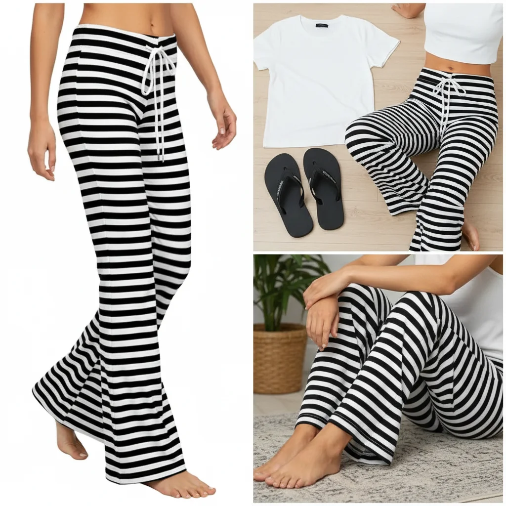 Stampa Sleep Bottom Donna Pantaloni lunghi in cotone Pigiama per la casa Pantaloni estivi antiscivolo morbidi Coulisse di grandi dimensioni Striscia