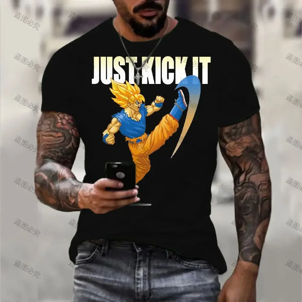 

2024 Dragon Ball Z Vegeta Goku Men's T Shirt Streetwear Tops New Fashion Anime Gym Oversized 110-6XL T-shirts Y2k O Neck Summer