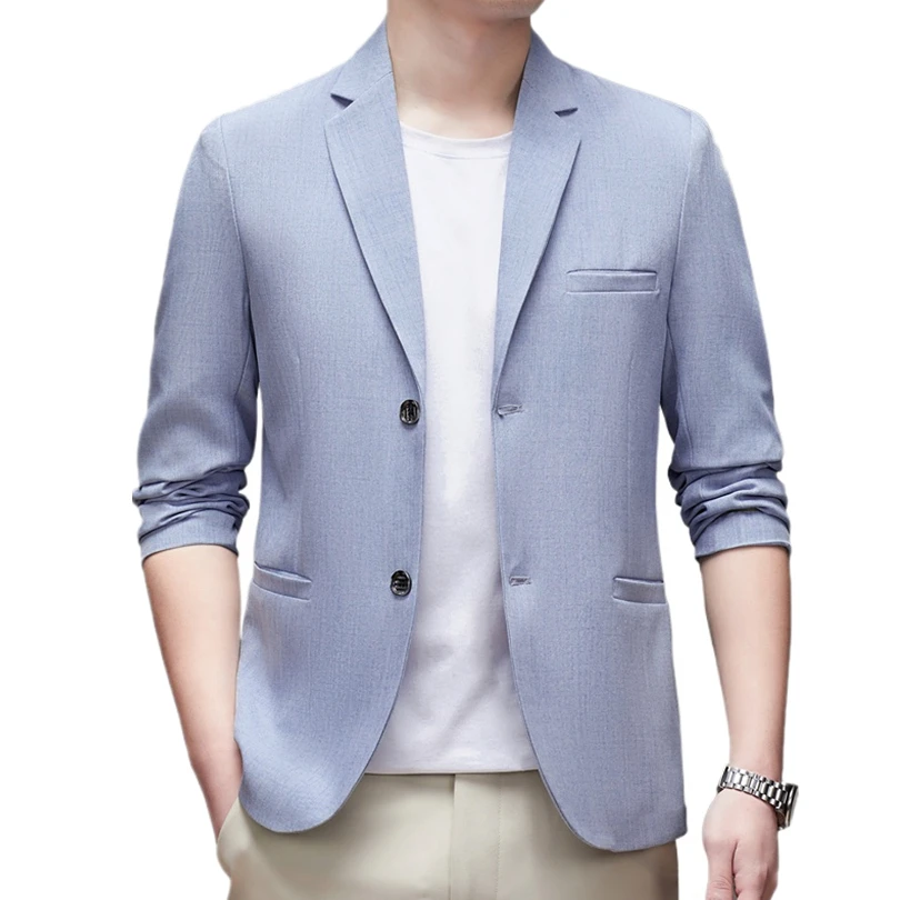 Beige Mens Suit Jacket, Single Breasted V-Leapel Slim Fit Jacket, Blue,Gray Fashion Blazers, Asian Size L-4XL, 2025 New