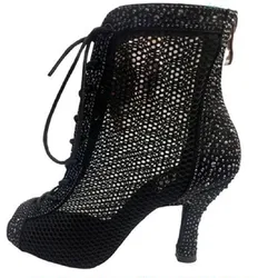 Botas de baile latino para práctica de bricolaje para niñas, zapatos de baile de Salsa y Tango, zapatos de baile deportivos de interior, zapatos de baile de salón de fiesta de Club de tacón alto