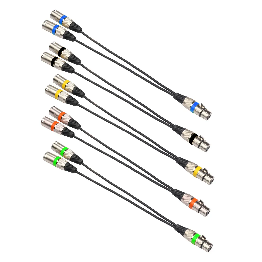 3Pin Female Jack To Dual 2 Male Plug Y Splitter 30cm Adapter Cable Wire for Amplifier Speaker Headphone Mixer