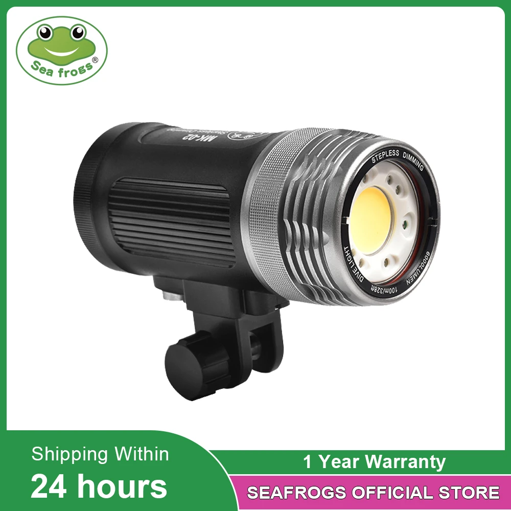 Seafrogs New Model MK02 100meter Depth Waterproof 6000LM Photography Video Light With Optical Fiber Interface Diving Touch