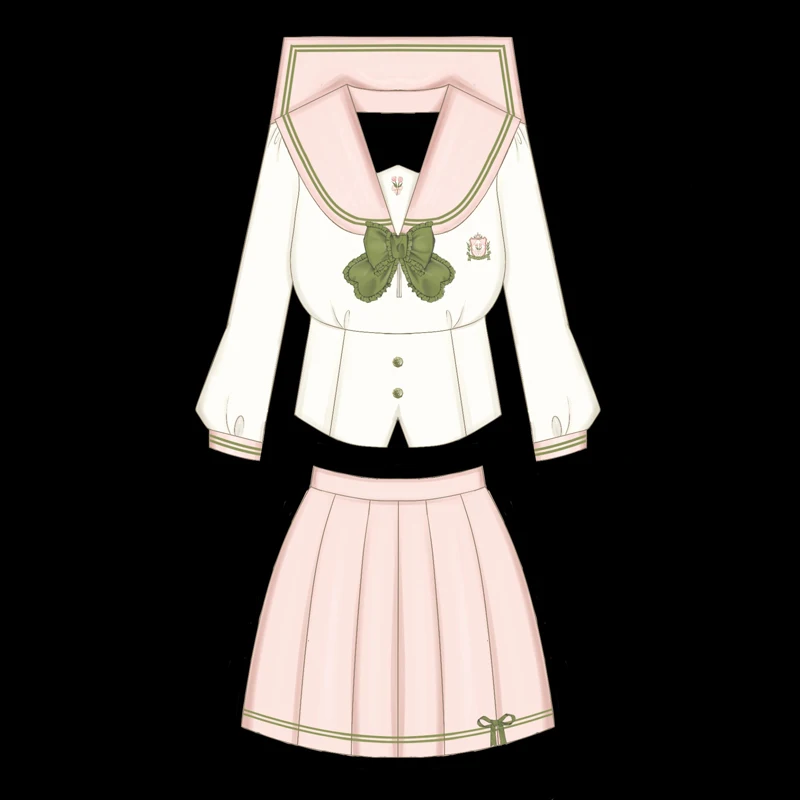 Uniforme rosa giapponese Donna Vestito da marinaio Ragazza della scuola Jk Uniforme da marinaio Fuku Abiti Coreano High School Seifuku Sailor Manica lunga