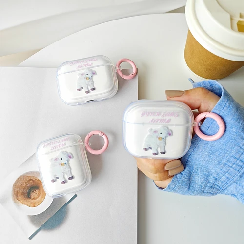 링 양 이어폰 보호 커버, 에어팟 프로 2 3 세대 케이스, 투명 소프트, 에어팟 3 세대 