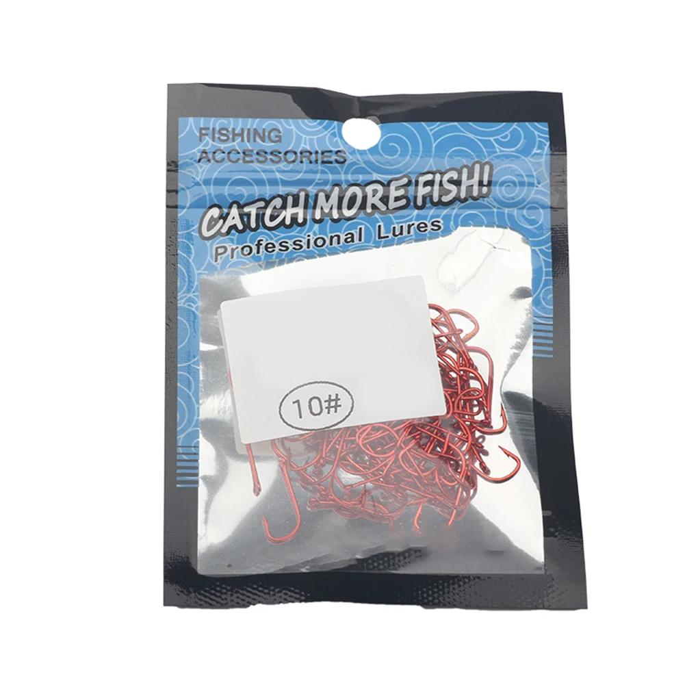 100pcs High Carbon Steel Fishing Hook Red With Barb Fast Attack Single Hooks Design For Live Bait Fishing Tools Accessories image 6