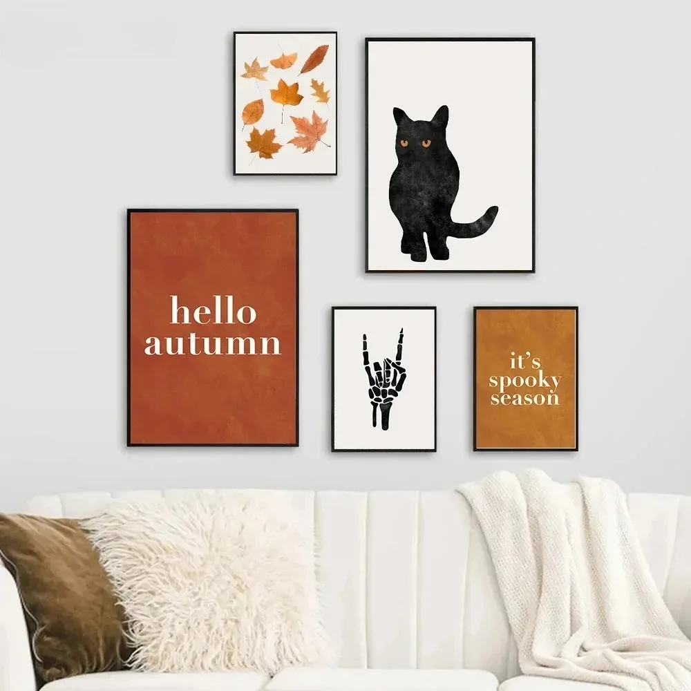 This Is Halloween Poster Ghost Skeleton Hello Autumn Canvas Art Nordic Painting Minimalist Print Wall Pictures Kids Room Deco