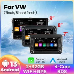 Android 13 Wireless Carplay Auto Car multimedia player IPS Screen GPS WIFI 7/8/9'' Car Radio For VW Passat golf Polo Jetta Skoda
