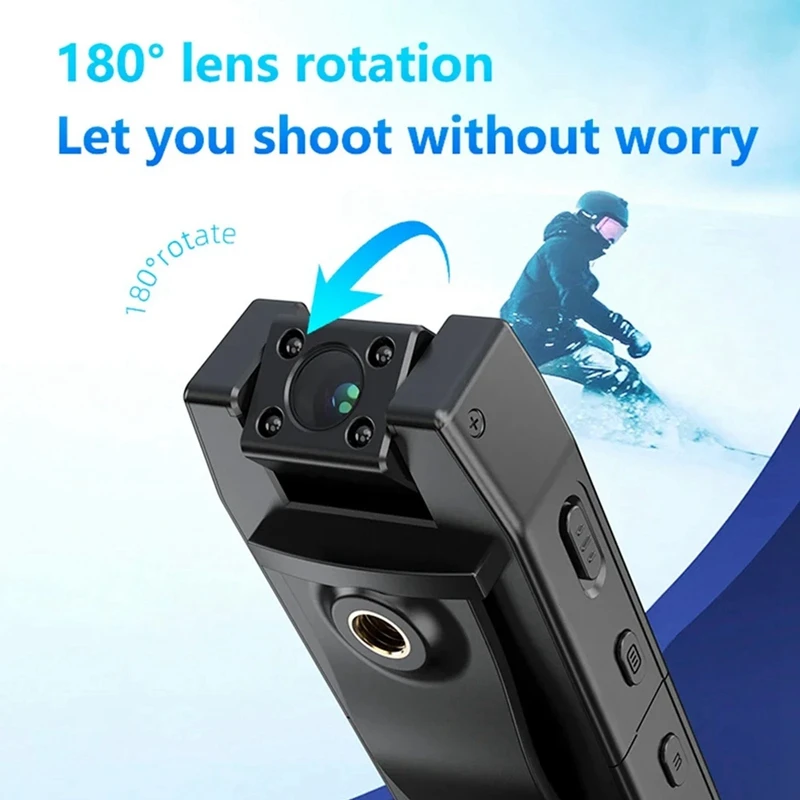 1080P HD Mini Camcorder Camera Body Recorder Camera Small 180° Wide Angle Rotating Bike Camera Sports DV Car DVR