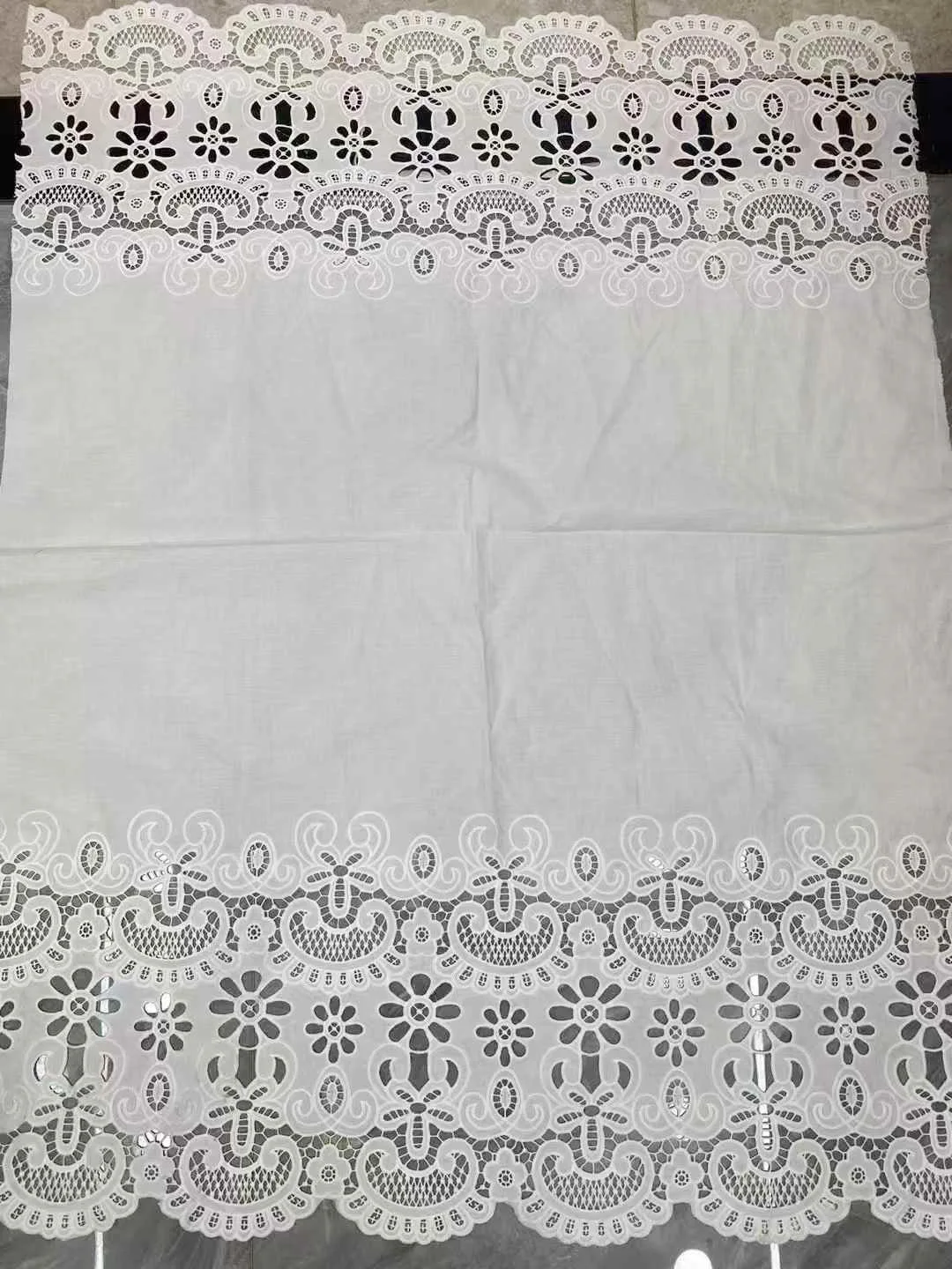 High-end 100% cotton embroidered hollow lace fabric with full lace pattern for dress hems women's dresses shirt fabric view 6
