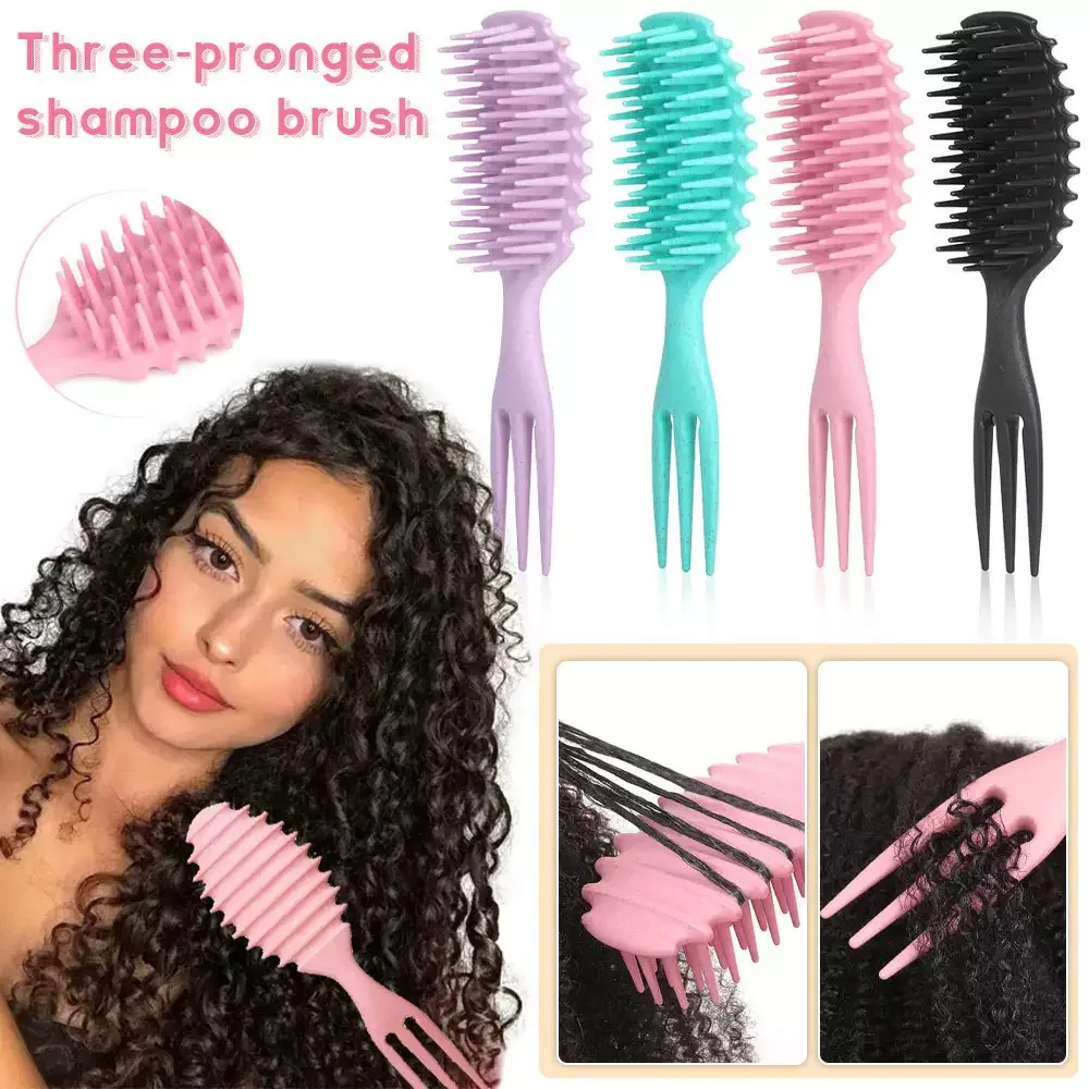 Curly Hair Brush Gentle Detangling Hairbrush Scalp Massage 3-in-1 Multifunction Curl Comb Defining Curly Hair Styling Tools