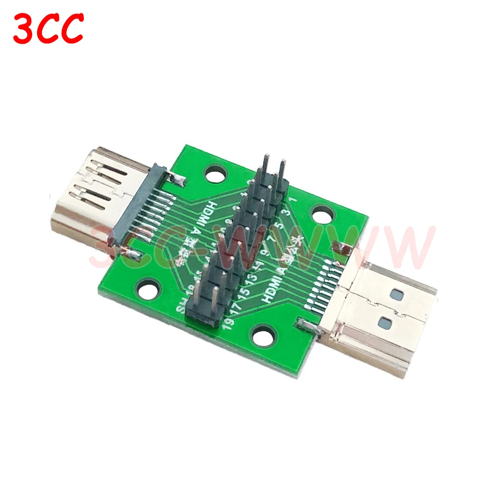 1pcs HDMI Male and Female Test Board MINI Connector With Board PCB 2.54mm Pitch 19/20pin DP HD A Female To Male Adapter Board