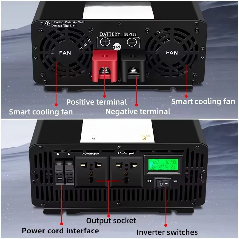 Corriente 12V a 220V Onda Pura 2000W 3000W 4000W 5000W 6000W 8000W 10000W Para Motorhome Casa Solar