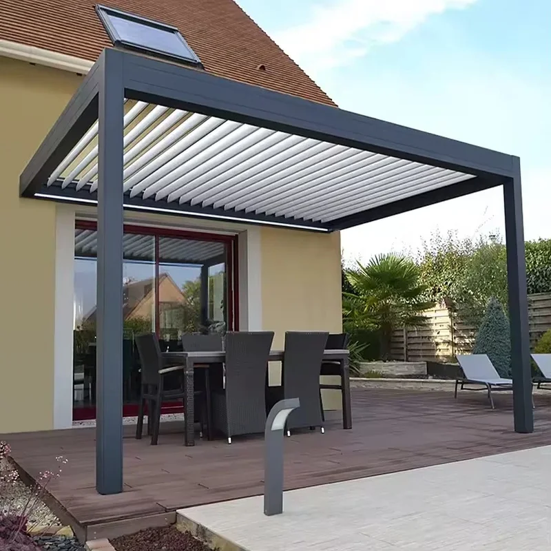 OEM Modern Rectangular Aluminum Louvered Bioclimatique Pergola with Rainproof Durable Design Backyard Outdoor Use