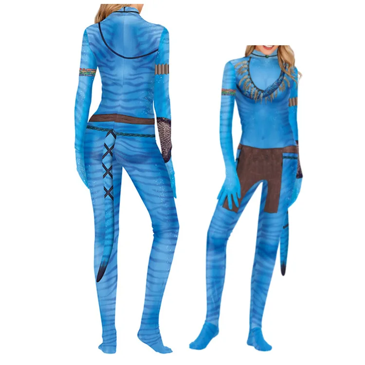 Avatar The Way of Water Cosplay Costume Tail Bodysuit Alien Halloween Birthday Theme Party Role Playing Outfit Adult Women Men view 3
