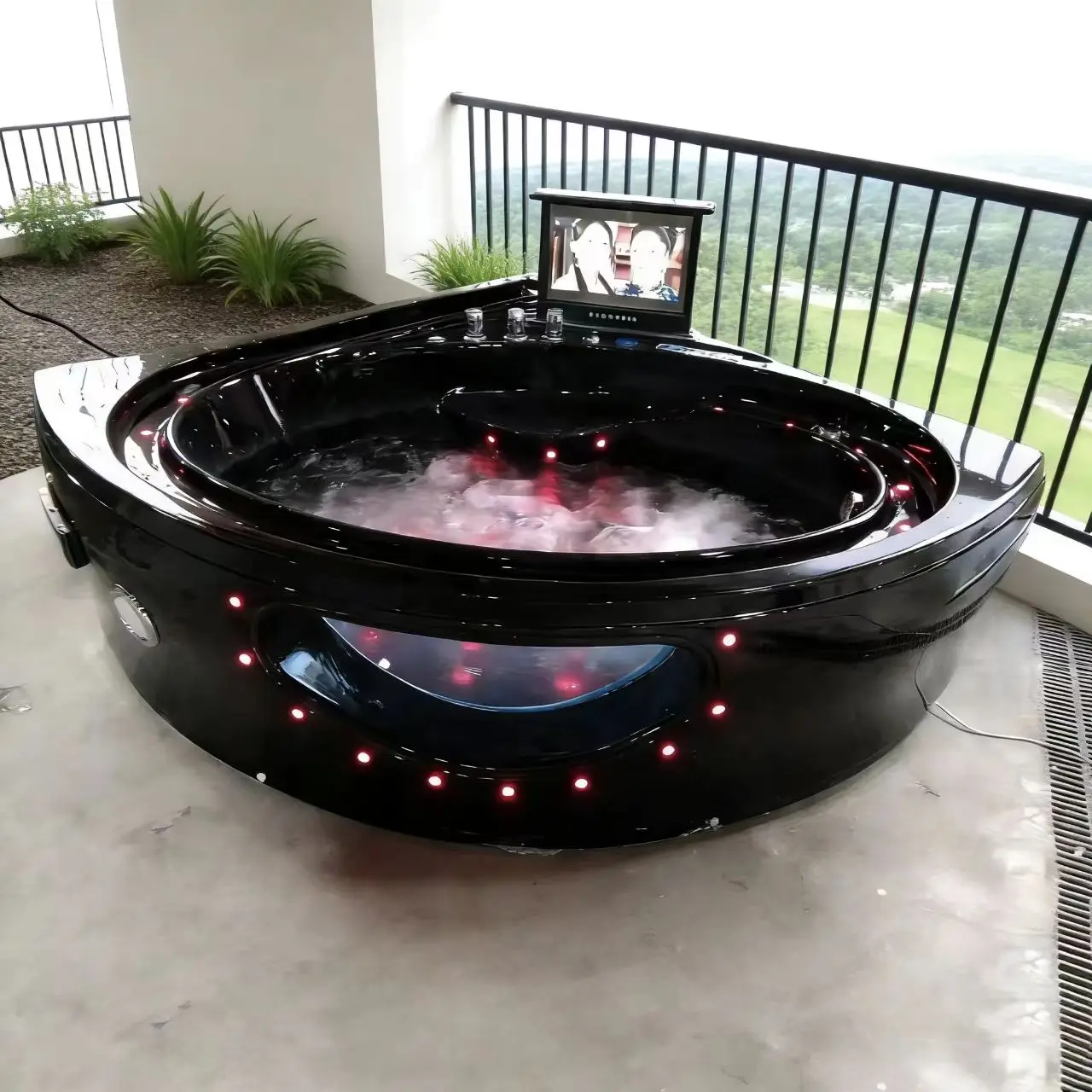 Whirlpool  Massage Bathtub for 2 Person with Led Light Seating Spa Bathtubs Jacvzzi  with Tv Feature