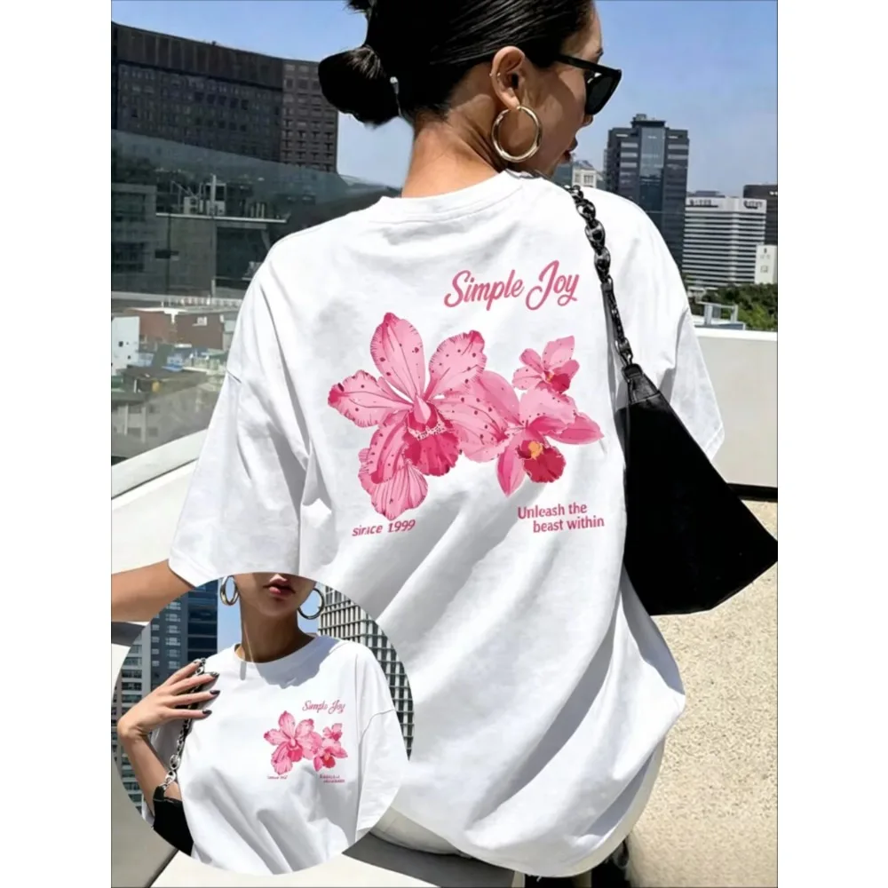 Simple Joy Pink Orchid Graphic Women T-Shirt 