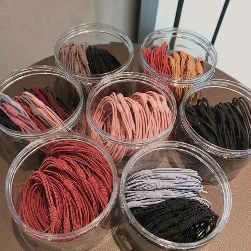 Imagen 2 del producto 20 piezas banda de goma grande de Color sólido para mujer, bandas elásticas para el cabello para niña, coleteros, accesorios coreanos para el cabello para niños, adornos
