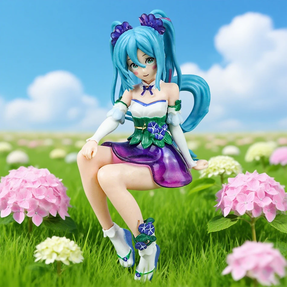 Figurka Anime Hatsune Miku 13 cm, Stopery do Nudli, Figurka Akcji Wróżki z Kwiatami Miku, Model Kolekcjonerski z PVC, Ozdoba, Zabawki, Prezent na Urodziny