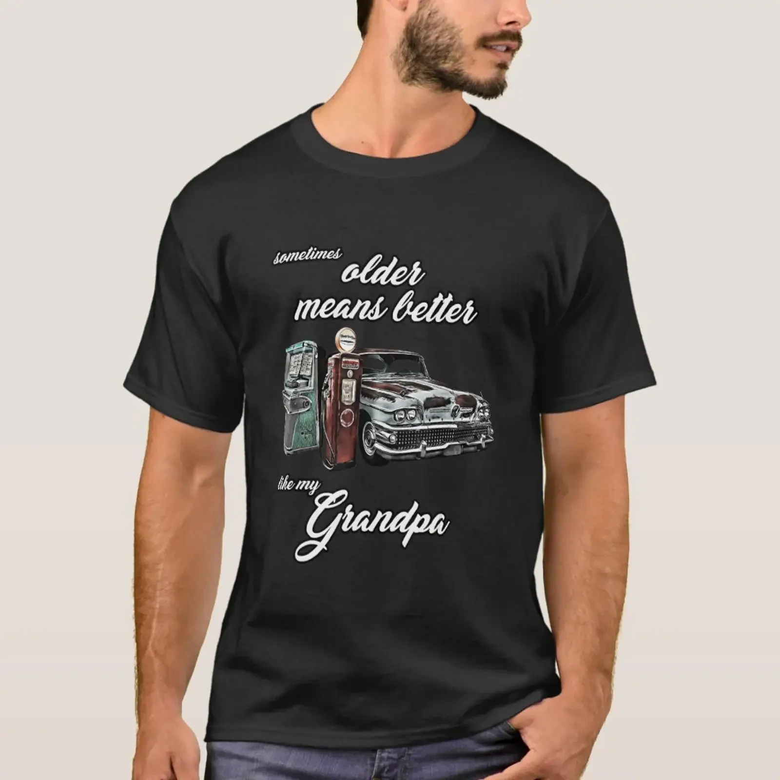 Jukebox Grandpa Granddad Oldtimer Gas Pump 1950 50 T Shirt vintage Washed homme Comfortable Top For Everyday Wear Unisex