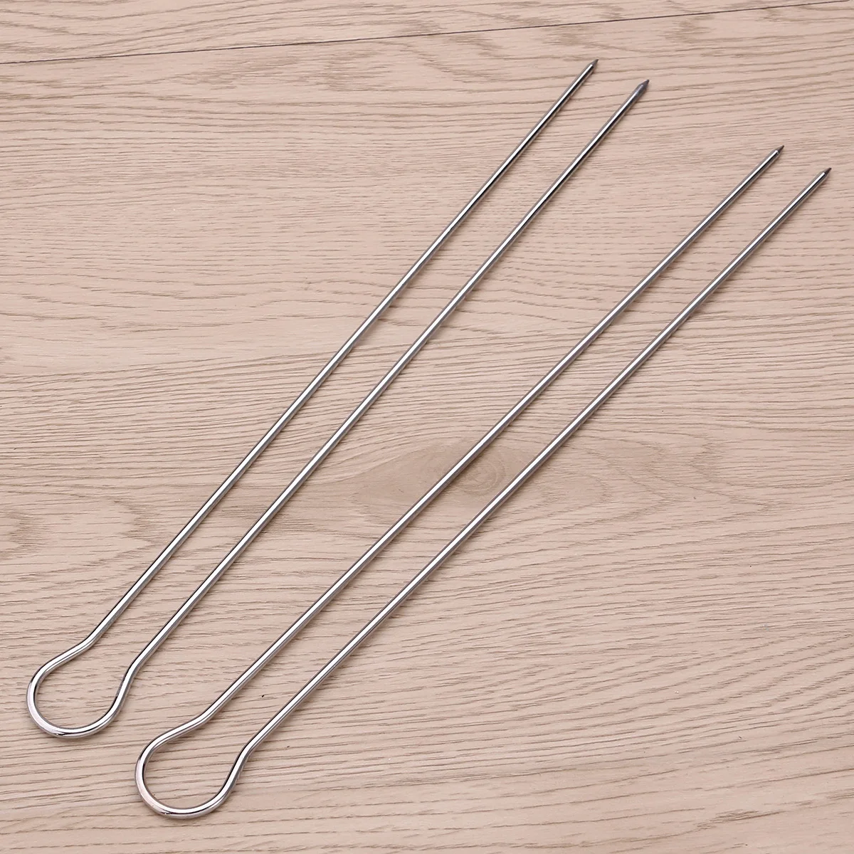 

6pcs Stainless Steel Bbq Skewer Set Reusable Grilling Skewers For Kebabs Vegetables Non-Slip Ring Dishwasher Safe Rustproof