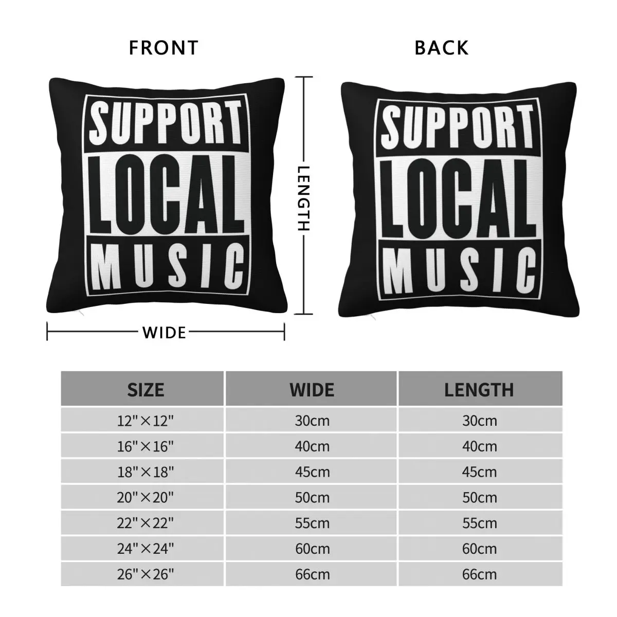 Support Local Music Venues Gigs Pillowcase Polyester Linen Velvet Printed Zip Decor Sofa