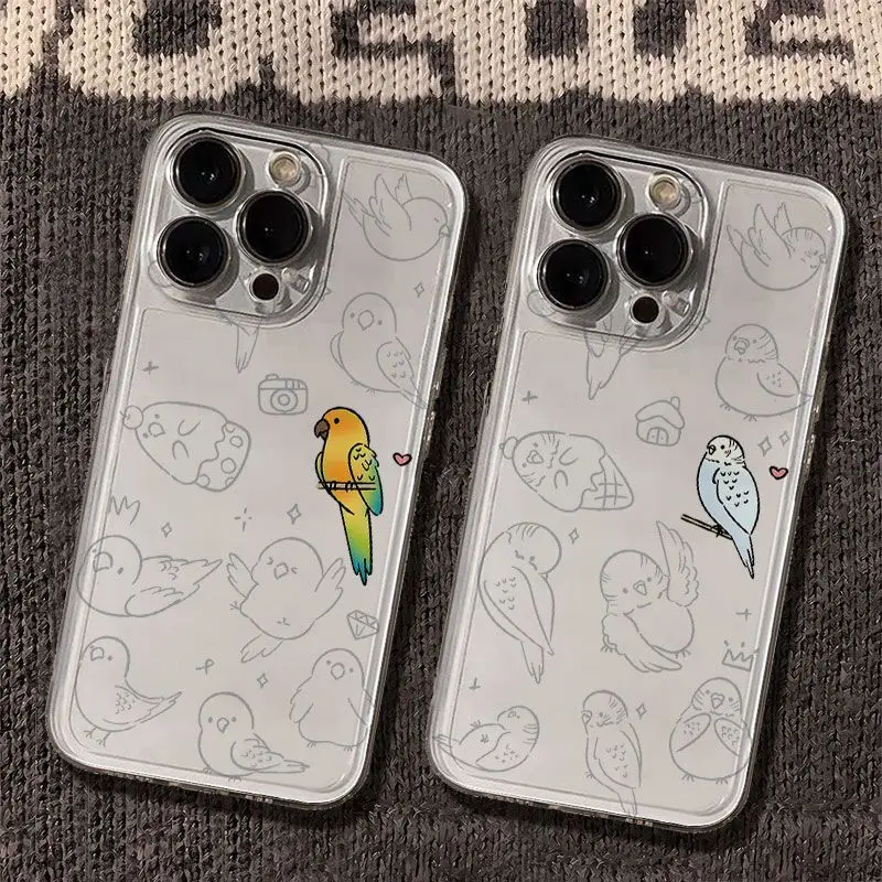 Parrot Clear Couple Phone Case for Infinix itel Smart A90 Note GT 50s 40 30i 12 11 10 Zero 30 20 VIP Pro Plus 4G 5G Clear Cover