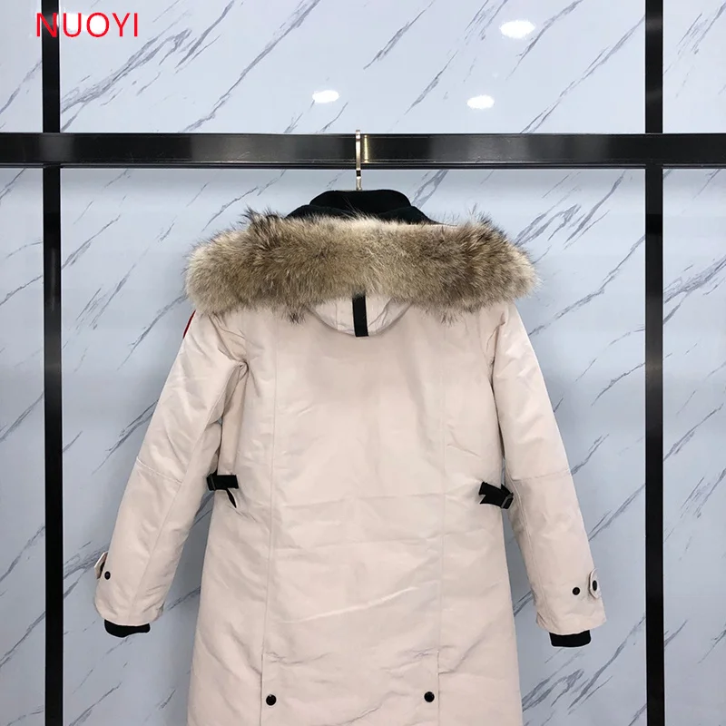 12 New Canadian Down Jacket Women Long Coat Parka Expedition White Goose Down Waterproof Classics Brand Authentic Coyote Fur