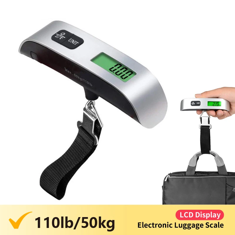 Portable Scale Digital LCD Display 110lb/50kg Electronic Luggage Hanging Suitcase Travel Weighs Baggage Bag Weight Balance Tool